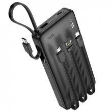 Портативное зарядное устройство повер банк Power Bank HOCO J146 на 10000mAh со встроенными кабелями, черный