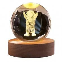 Декоративный 3D-ночник хрустальный шар "Астронавт" с Led подсветкой на 60мм, прозрачный.