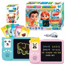 Интерактивный картридер с картами с LCD доской Всезнайка "WToys" 94930 розовый