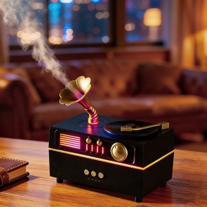 Увлажнитель ультразвуковой в стиле ретро-граммофона с функцией ароматерапии UKC "Gramophone" черный