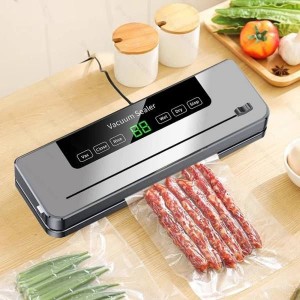Вакуумний пакувальник сенсорний для сухих/вологих продуктів з УФ-стерилізацією, Vacuum Sealer FKJ-5100 + 10 пакетов, сріблястий