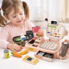 Кассовый аппарат 889-310 "Cash Register" на 30 предметов (сканер, весы, кассовая лента, мелодии), розовый