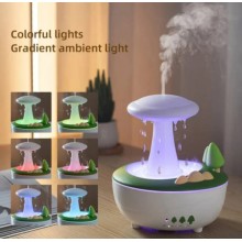 Ультразвуковой увлажнитель-аромадифузор UKC "Atmosphere Rain V82" с каплями дождя, белый