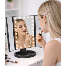 Настольное зеркало для макияжа UKC с LED подсветкой 22 светодиода, черное