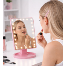 Зеркало для макияжа UKC Magic Makeup Mirror с 22 LED подсветкой, розовое
