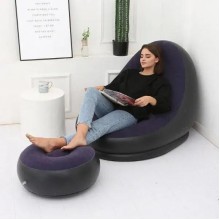 Надувний диван-крісло з пуфиком для ніг UKC Air Sofa з насосом (фіолетовий)