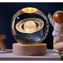 3D-ночник хрустальный шар Crystal Ball "Сатурн" с RGB подсветкой
