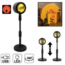 Проекційна лампа Sunset Led Lamp з проекцією заходу сонця, чорна Проекційна лампа Sunset Led Lamp з проекцією заходу сонця, чорна