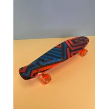 Скейт пенні борд F 9797 Best Board (дошка=55см, колеса PU, світяться, d=6см), червоно-синій орнамент