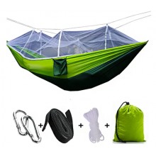 Подвесной туристический нейлоновый гамак для кемпинга с мокситной сеткой Hammock Net Green 260х130 см, зеленый