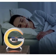 Настільна смарт лампа нічник RGB G-Smart 3в1 G 63 15w (бездротова зарядка, Bluetooth колонка, годинник) білий Настільна смарт лампа нічник RGB G-Smart 3в1 G 63 15w (бездротова зарядка, Bluetooth колонка, годинник) білий