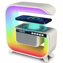 Настільна смарт лампа нічник RGB G3 3в1 (бездротова зарядка, bluetooth колонка, годинник) білий Настільна смарт лампа нічник RGB G3 3в1 (бездротова зарядка, bluetooth колонка, годинник) білий