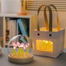 Настольная лампа "Тюльпаны в колбе" LED night light bulb, лиловые цветы