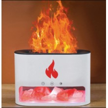 Ультразвуковой увлажнитель воздуха 9034 с эффектом огня и кристаллами солевого камня, белый.