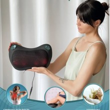 Масажна подушка з магнітотерапією Massage Pillow на 16 роликів для шиї та спини, чорний