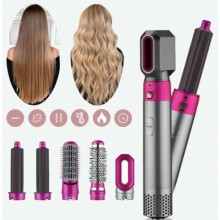 Фен гребінець для укладання волосся, повітряний мультистайлер 5в1 Hot Air Styler, сірий з фіолетовим