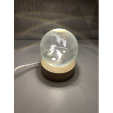 Декоративный 3D-ночник хрустальный шар Crystal Ball "Четыре дельфина" с Led подсветкой на 60мм, прозрачный