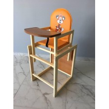 Детский деревянный стульчик-трансформер для кормления ТМ Мася  "Тигрик" №2043 оранжевый