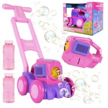Детская каталка "Газонокосилка" с мыльными пузырями "WToys" 26061 на 43см + 2 бутылочки, розовая
