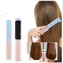 Акумуляторний керамічний випрямляч розчіска для волосся Hair Straighter Comb LSM-634, рожевий