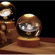 3D-ночник хрустальный шар Crystal Ball "Солнечная система" с RGB подсветкой