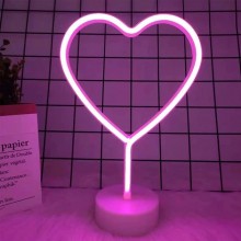 Настольный неоновый светильник ночник UKС «Розовое Сердце» LED Neon Lamp