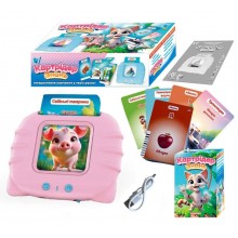 Карманный алфавит, говорящие карточки, картридер "WToys" 84499 розовый